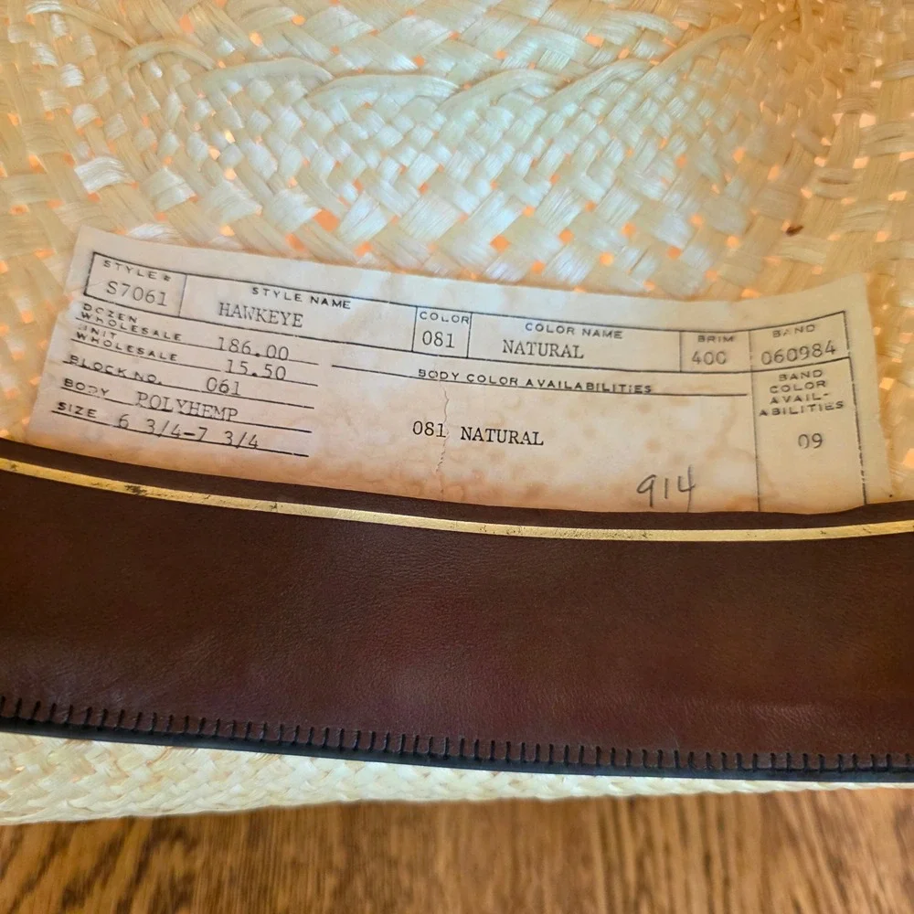 Resistol Hawkeye Straw Cowboy Hat Natural Poly Hemp Made in Texas USA S7061 - Picture 8 of 14